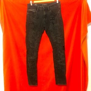 Cult of Individuality pink super skinny jeans black size 32 X 32 destroyed